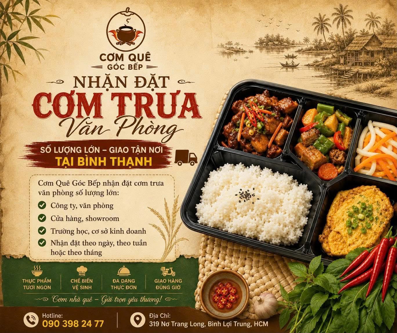 cơm trưa văn phòng giao tận nơi tại Bình Thạnh